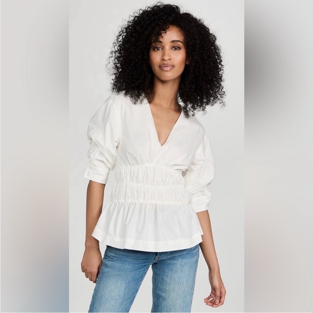 Jonathan SIMKHAI Sz 6
Yuni Cotton Poplin Puff Sleeve with Ruched Bodice- bnwot